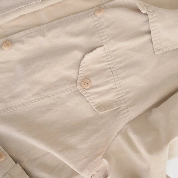 Vintage R&R 100% Cotton  Cream Button Up Long Sleeve Basic dress Top Small - Picture 10 of 14